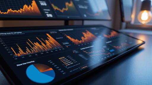 数据分析仪表板界面，多种图表类型，实时数据展示，深色主题背景，专业数据分析界面